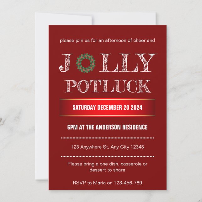 Christmas Jolly Potluck Invitation (Front)
