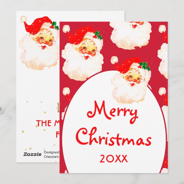 Christmas Jolly Santa Claus Merry Greeting  Holiday Card (Front/Back)