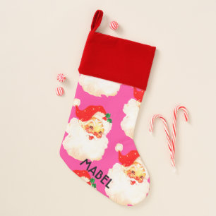 Christmas Jolly Santa Claus Pink Stocking