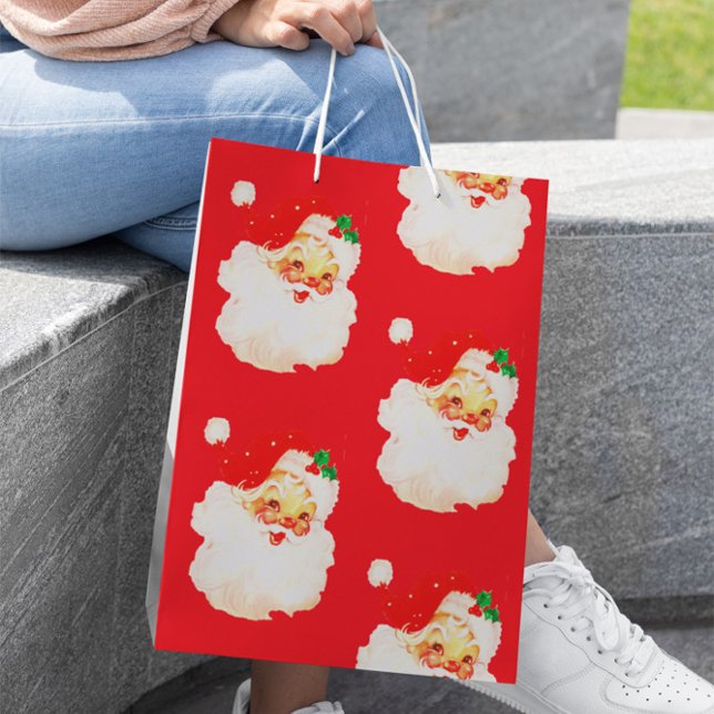 Christmas Jolly Santa Merry Fun  Medium Gift Bag (Creator Uploaded)