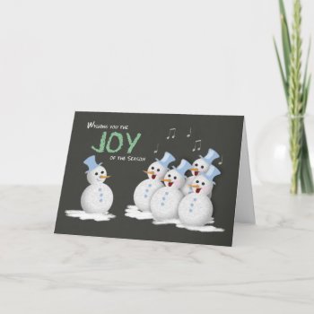 Christmas Jolly Singing Snowmen Joy Of The Season Holiday Card by PamJArts at Zazzle