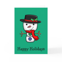 Christmas Jolly Snowman Folded Holiday Card