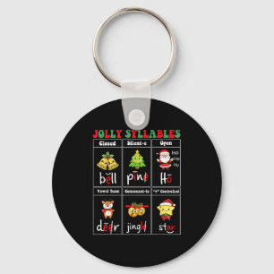 Christmas Jolly Syllables Teacher Students Funny S Keychain
