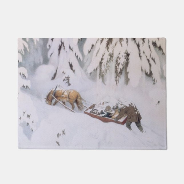 Christmas Journey Through the Snow (by Kittelsen) Doormat (Front)