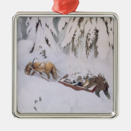 Christmas Journey Through the Snow by Kittelsen Metal Ornament