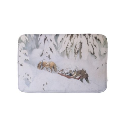 Christmas Journey Through the Snow in Winter Bath Mat