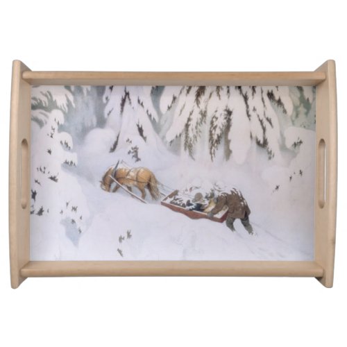 Christmas Journey Through the Snow in Winter Serving Tray