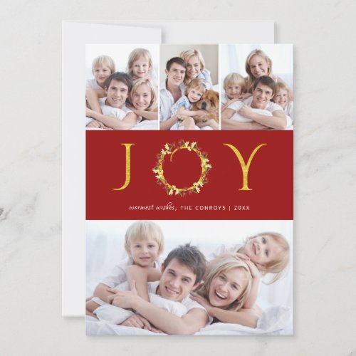 Christmas Joy 4_Photos Red Gold Faux Foil Holiday