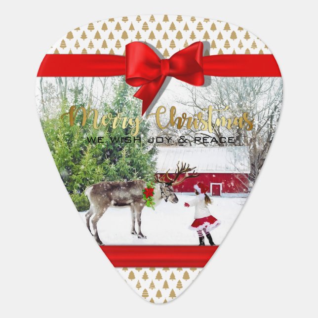 Christmas Joy and Peace Photo Guitar Pick (Front)