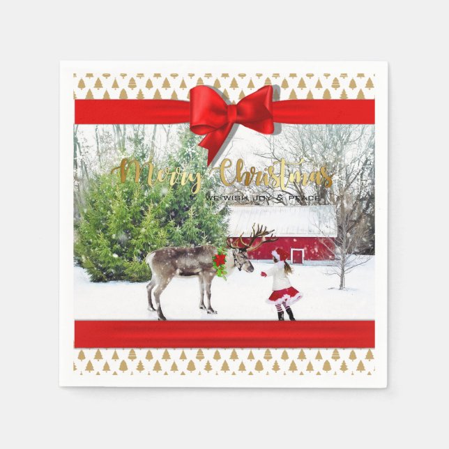 Christmas Joy and Peace Photo Paper Napkins (Front)