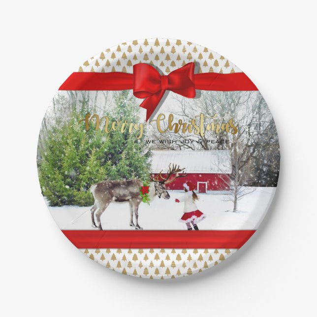Christmas Joy and Peace Photo Paper Plates (Front)