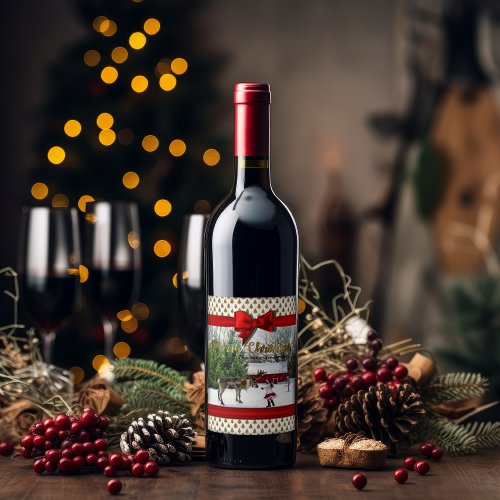 Christmas Joy and Peace Photo Wine Label