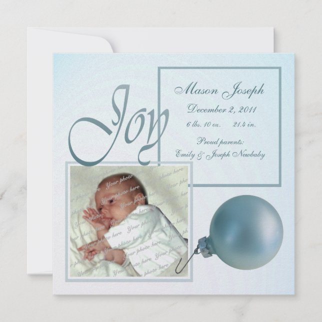 Christmas Joy Baby Birth Announcement (Front)