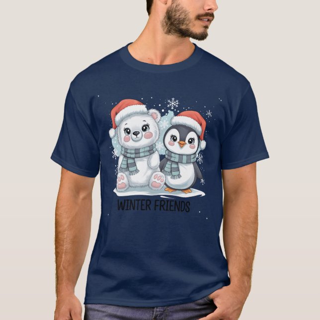Christmas Joy Bears Penguins Winter Friends friend T-Shirt (Front)