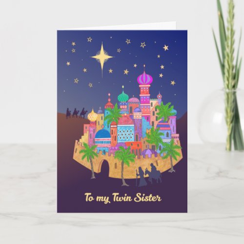 Christmas Joy Bethlehem for Twin Sister Card