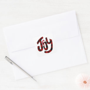 Christmas Joy Buffalo Plaid Square Sticker
