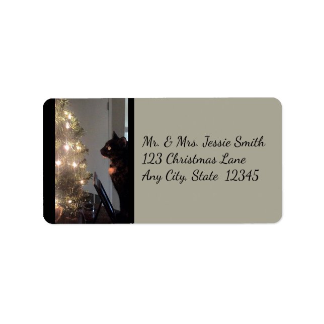 Christmas Joy Calico Cat Address Labels (Front)
