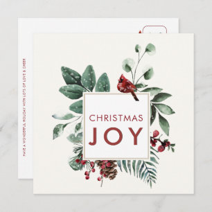 Christmas Joy Cardinal with berries and Bird Stamp