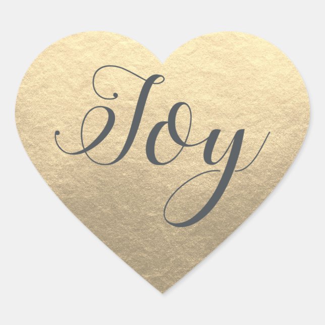 Christmas Joy Champagne Gold Heart Sticker (Front)