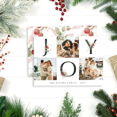 Christmas Joy collage 3 Photo Holiday card 