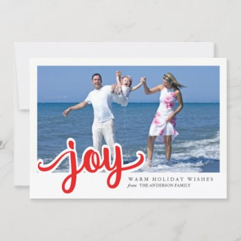 Christmas Joy Contemporary Hand Script Photo Holiday Card by HolidayInk at Zazzle