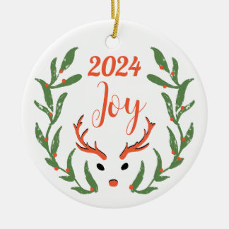Christmas Joy Custom Family Photo Holiday Ceramic Ornament
