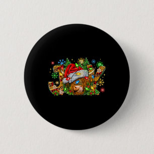 Christmas Joy Cute Highland Cow With Santa Hat Xma Button