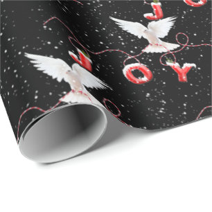 Christmas Joy Dove and Snowflakes Wrapping Paper