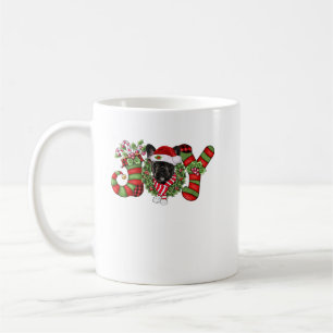 Christmas Joy Dwarf Stocking Black French Bulldog Coffee Mug