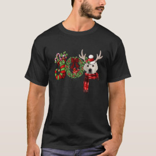 Christmas Joy Dwarf Stocking Reindeer White Labrad T-Shirt