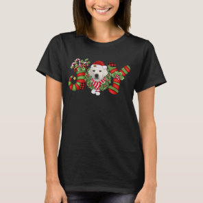 Christmas Joy Dwarf Stocking White Labrador T-Shirt