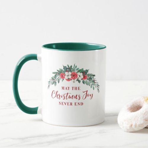 Christmas Joy Evergreen Bouquet Holiday  Coffee  Mug