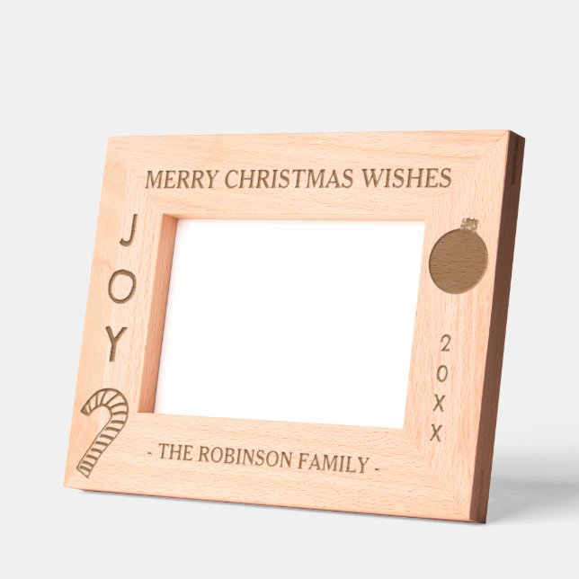 Christmas Joy Family Name 6 x 4, 7 x 5 Photo Engraved Frames (Left)