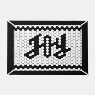 Christmas Joy Faux Tile Black and White Farmhouse Doormat