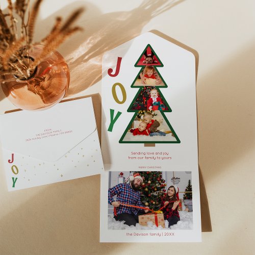 Christmas Joy Five Photo Collage Tear Off Keepsake All In One Invitation