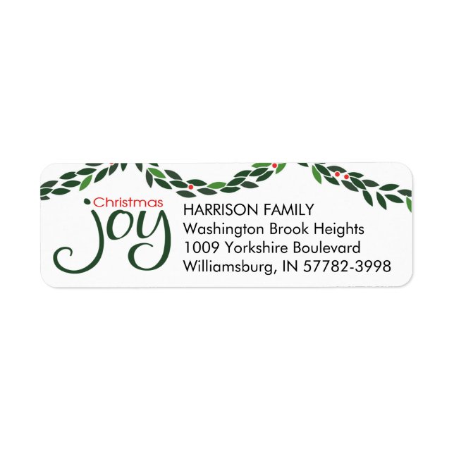 Christmas Joy Garland Label (Front)
