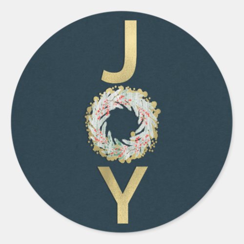CHRISTMAS JOY Gold Foil Modern Holiday Favor Card Classic Round Sticker