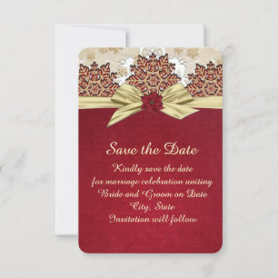 Christmas Joy Gold Ribbon Save the date