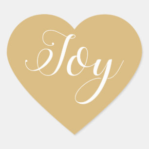 Christmas Joy Gold Yellow Heart Sticker