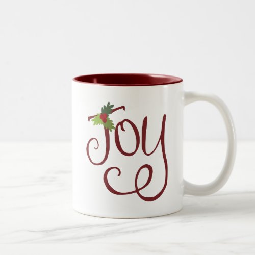 Christmas Joy Hand_Lettered Script Typography Two_Tone Coffee Mug