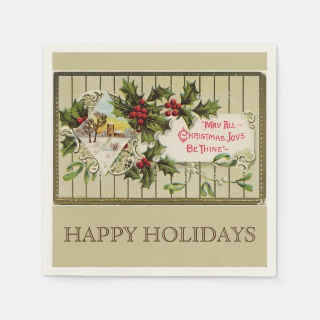 Christmas Joy Happy Holidays Paper Napkins (Front)