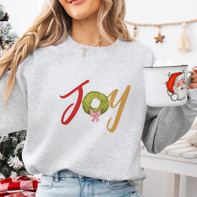Christmas Joy Holiday Fun Whimsical Cute Wreath Sweatshirt (Creator Uploaded)