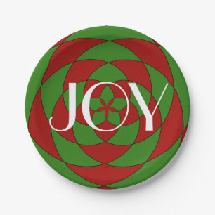 Christmas Joy Holiday Geometric Pattern Paper Plates