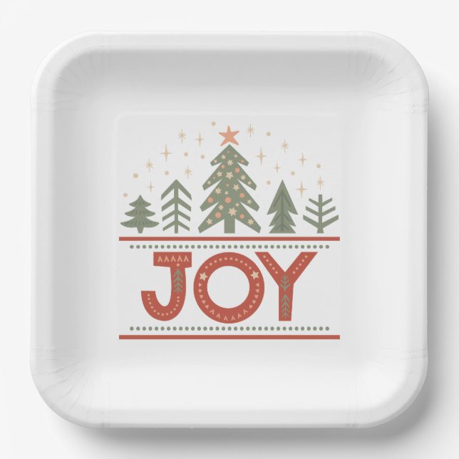 Christmas Joy Holiday Paper Plates (Front)