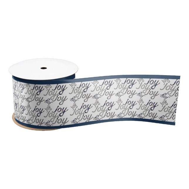 Christmas Joy Houndstooth And Tartan Pattern Satin Ribbon (Spool)