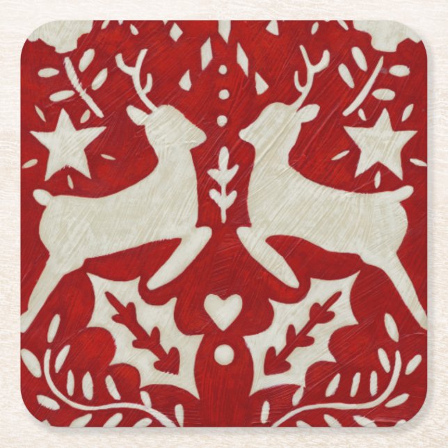 Christmas Joy I Square Paper Coaster (Front)