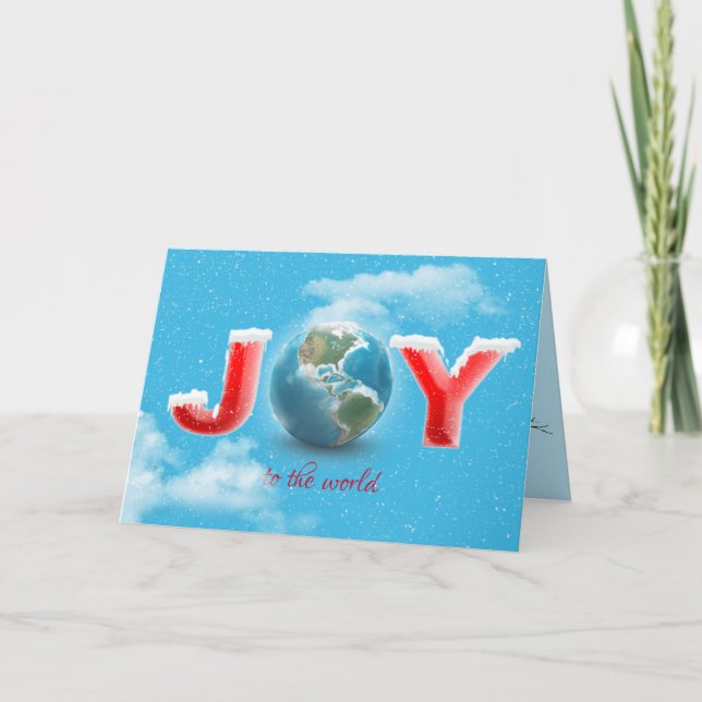Christmas joy in snowflakes with earth globe card (Front)