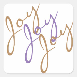 Christmas Joy Joy Joy Typography Art Square Sticker