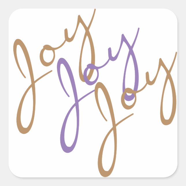 Christmas Joy Joy Joy Typography Art Square Sticker (Front)