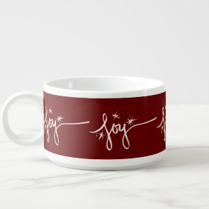 Christmas Joy Lettering Hand Drawn Pink Snowflake  Bowl
